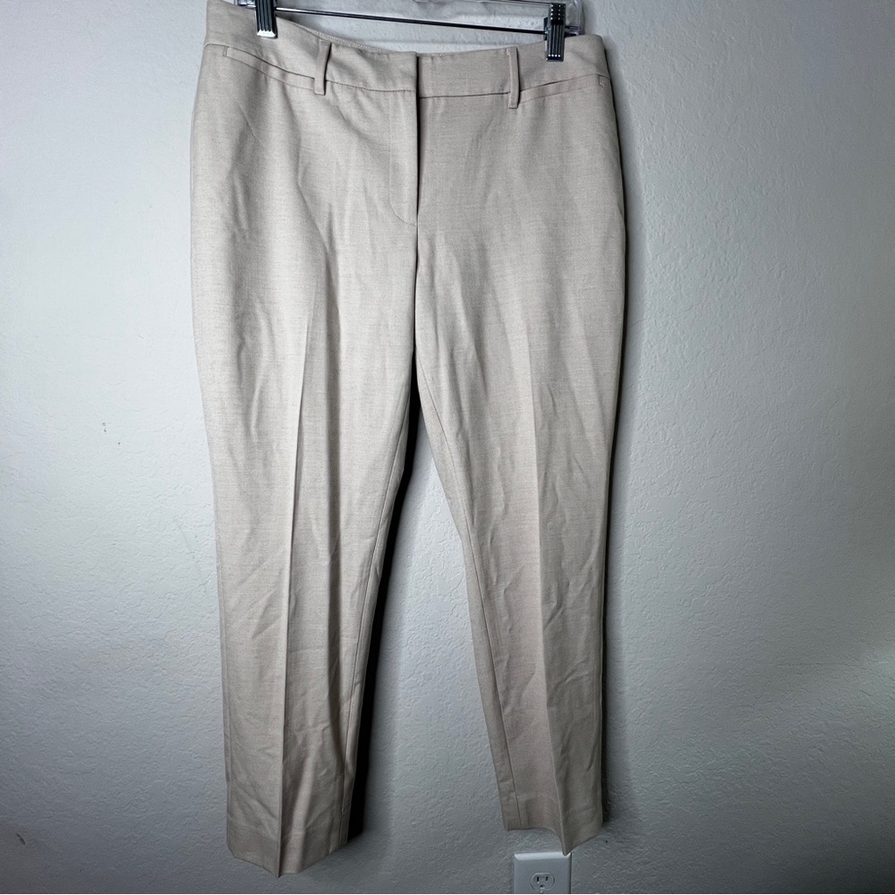 White House Black Market Womens Pants Beige Size 4 Straight Leg Polyester Blend